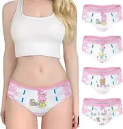 [LittleForBig] Women's Ladies Soft Cotton Underwear Baby Cuties ‘Oopsie’ Potty Pants 4 Pack Panties Set