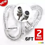 Lot 2 6FT PS2 Mini DIN 6 Male to Female Extension Cable Cord /Mouse/Keyboard/KVM
