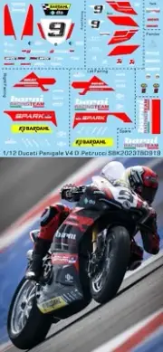 1/12 Decals for Ducati Panigale V4 Danilo Petrucci World SBK 2023 Decal TBD919