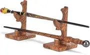 Cottage Garden Scrolled Dark Woodgrain 4.5 inch Resin Wand Stand 2 Piece Set