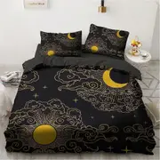 a703 Bed Sheets ed Black Bedding Set for Teens Duvet Cover Pillowcase x Bed Linen Gold Design3-Piece Bedding Set (1 Duvet Cover + 2 Pillow Shams) Be