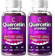Quercetin Gummies - Quercetin with Bromelain, Vitamin C, Zinc & Elderberry 2000mg Extra Strength Immune System Booster, Lung Support Supplement for Adults Kids - 60 Quercetin Gummies (2 Pack)