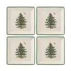 Spode Christmas Tree Tidbit Square Plates (Set of 4) - Festive 5-Inch Ceramic...