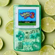 Gameboy Color GBC IPS Display | Rechargeable battery | LEDs | Clear Lime Shell