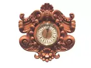 Hand Carved Solid Hardwood Wall Clock 13-3/4" x 13"W with 5" CLOCK FIT UP