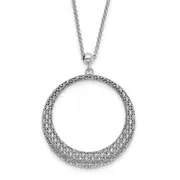 Sterling Silver Polished D/C Circle 2In Ext. Necklace