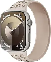 Solo Loop Compatible With Apple Watch Band 42mm 41mm 40mm 46mm 45mm 44mm 38mm 49mm for Men Women,Soft Silicone Leopard Print Engraved Strap for Apple Watch Series 9 Ultra/Ultra 2 10 8 7 6 5 4 3 2 1 SE
