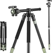 [Generic] 68-Inch Photography Horizontal Tripod Camera Tripod Stand Monopod Aluminum Alloy 10kg/22 Load with 360° Panoramic Ballhead Carrying Bag for DSLR Camera Video Camcorder