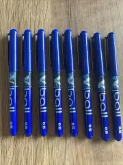 Pilot V-Ball 0.5mm Pure Liquid Ink Rollerball Pens Blue, PKT 8 PENS (BRAND NEW)