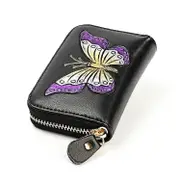 Leather Wallet with Rfid Protection and Butterfly Pattern