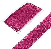 uxcell 2cm x 6m Sequins Trim Flat Sequin Paillette Ribbon Strip Braid for Crafts, Embellishments, DIY Sewing Costume Rose Red
