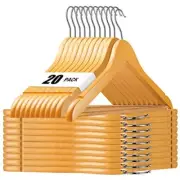 20 Pack Wooden Clothes Hangers Closet Organizer for Suits Jackets Shirts Coats