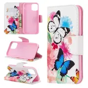 For iPhone 11 Pro Case, Drawing PU Leather Wallet Cover, Two Butterflies