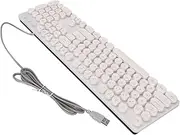 Mechanical Gaming Keyboard, Adjustable Wired Circular Keycap 104 Keys RBG Computer Keyboard for Home White