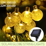12M/22M Solar Globe Fairy String Lights Xmas Festoon Wedding Outdoor Decor Lamp