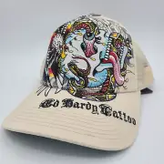 Ed Hardy Hat Snapback Baseball Cap Mesh Tiger Head Snake Eyes Eagle Metal Top