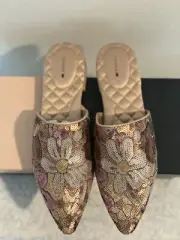 BIRDIES The Dove Women's Pink Petal Sequins Slip On Shoe's Pink Metallic Size 10