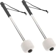Vaguelly 2pcs Felt Head Bass Drum Mallets Stainless Steel Drum Stick Hammers for Percussion Instruments for Students Beginners Durable Lightweight Design