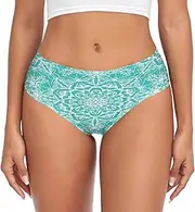 [RPLIFE] Mandala Designs Floral Motifs Womens Brief, Women's Breathable Underwear, Women Brief Spandex Underwear, Mandala Designs Floral Motifs, Medium