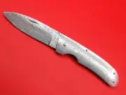 Random Pattern Full Damascus lock Back Folding knife Leather Pouch K851