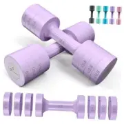 Adjustable Dumbbells Hand Weights Set: 5 lb Dumbbells Set of 2 Each 2lb Purple