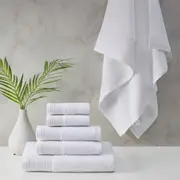 Cloud Linen Retreat Cotton Tencel Antimicrobial 6 Piece Towel Set White
