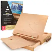 Tabletop Easel 13.4x10.3x2 Inches, Portable Beechwood Easel Box with Drawer &...