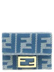 [Fendi] Fendi-Micro Trifold Baguette Portafogli Celeste-Donna OS