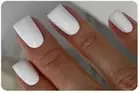 24pcs Medium Square Tip White Press On Fake Nails Plus Glue Tabs & File