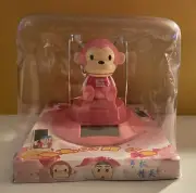 Solar Dancing Pink Monkey Sitting With Cell Phone HolderBobble Toy Solar Powered