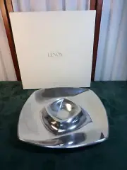 NIB-1999-14" Beautiful Lenox Aero Metal Chip & Dip Tray w/ Removable Bowl