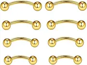 [NewkeepsR] 4 Pairs-16G(1.2mm) Titanium Bent Curved Barbell Banana Rook Front Helix Eyebrow Rings Piercing