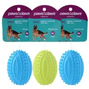 3x Paws & Claws TPR Spikey 9.5cm Football Pet Interactive Playing/Chew Toy Asst.