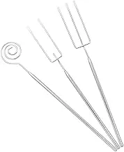 SEWACC Chocolate Dipping Forks Set, Stainless Steel Fondue Forks for Cheese, Chocolate, Hot Pot, Ergonomic Design, Silver, 7.87 Inch (Pack of 3)