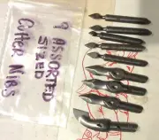 VINTAGE NEW/UNUSED 9 ASSORTED CUTTER PEN NIBS-CRAFT-LINO-CARVE-PAPER-LIST DETAIL