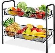 Black 2 Tier Fruit Basket For Kitchen Storage and Restaurant Fruits Vegetables Bread Snacks Vegetables Potatoes snack basket organizer fruteros para cocina Multi-Tier Wire Fruit and Vegetable Rack