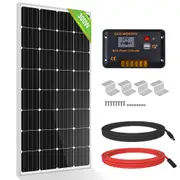 300W Mono Solar Panel Kit 12V 1.2KWh Battery 20A Charge Controller Camp Boat RV