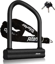 Rifarter Bike Locks Heavy Duty Anti Theft, 18mm Thick Motorcycle U Lock with 6mm x 4FT Chain, Large U Shaped Motorcycle Wheel Chain Lock with 3 Keys for Bicycles, Mopeds, Scooter, E-Bikes, Fat-Tire