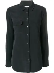 [Equipment] Signature slim-fit silk shirt L Black