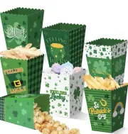 60 Pcs Mini St. Patrick's Day Treat Boxes Shamrock Paper Candy Cookie Boxes