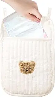 Crib Organizer - Cradle Storage Bag for Baby Bedside, 2 Pockets - Nursery Bassinet Storage Attachment, Bedside Organizer for Baby Cribs Toys