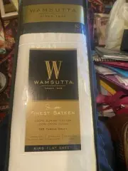 NEW Wamsutta Supima Cotton KING FLAT Sheet, 725 TC White Finest Sateen