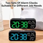 Large Screen Digital LED Wall Clock Alarm Temperature Humidity Week Date Clock
