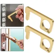2 Pack No Touch Door Opener Button Pusher Germ Free Key Chain Gold Silver