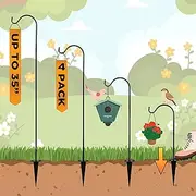 Shepherds Hooks for Outdoor - Set of 4 Adjustable Garden Poles for Bird Feeders, Solar Lanterns, Wind Chimes and Hanging Plants - Ground Stakes for Perfect Outdoor Landscape Decorations
