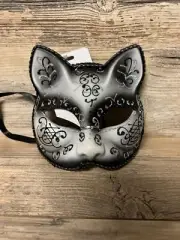 Jacobson Hat Company Venetian Cat Mask Black/White New! C3