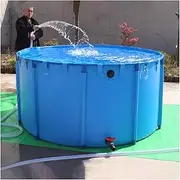 Above Ground Pond, Round Fish Pond Pool with Durable Frame, Outdoor Koi Pond Tank，PVC Fish Farming, for Store Up Water Irrigation(1.5x0.8m)
