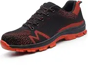 [MNSSRN-MM] Flying Woven Breathable Mesh Steel-Toed Shoes, Protect Your Feet, Light and Soft, Smash-Proof and Puncture-Proof Safety Work Shoes,Red,43