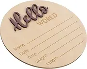 HEMOTON Baby Birth Announcement Sign Wooden Round Newborn Photography Prop Personalised Present