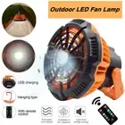 Portable Camping Fan LED Light Outdoor Tent Lantern USB Rechargeable W/ Remote